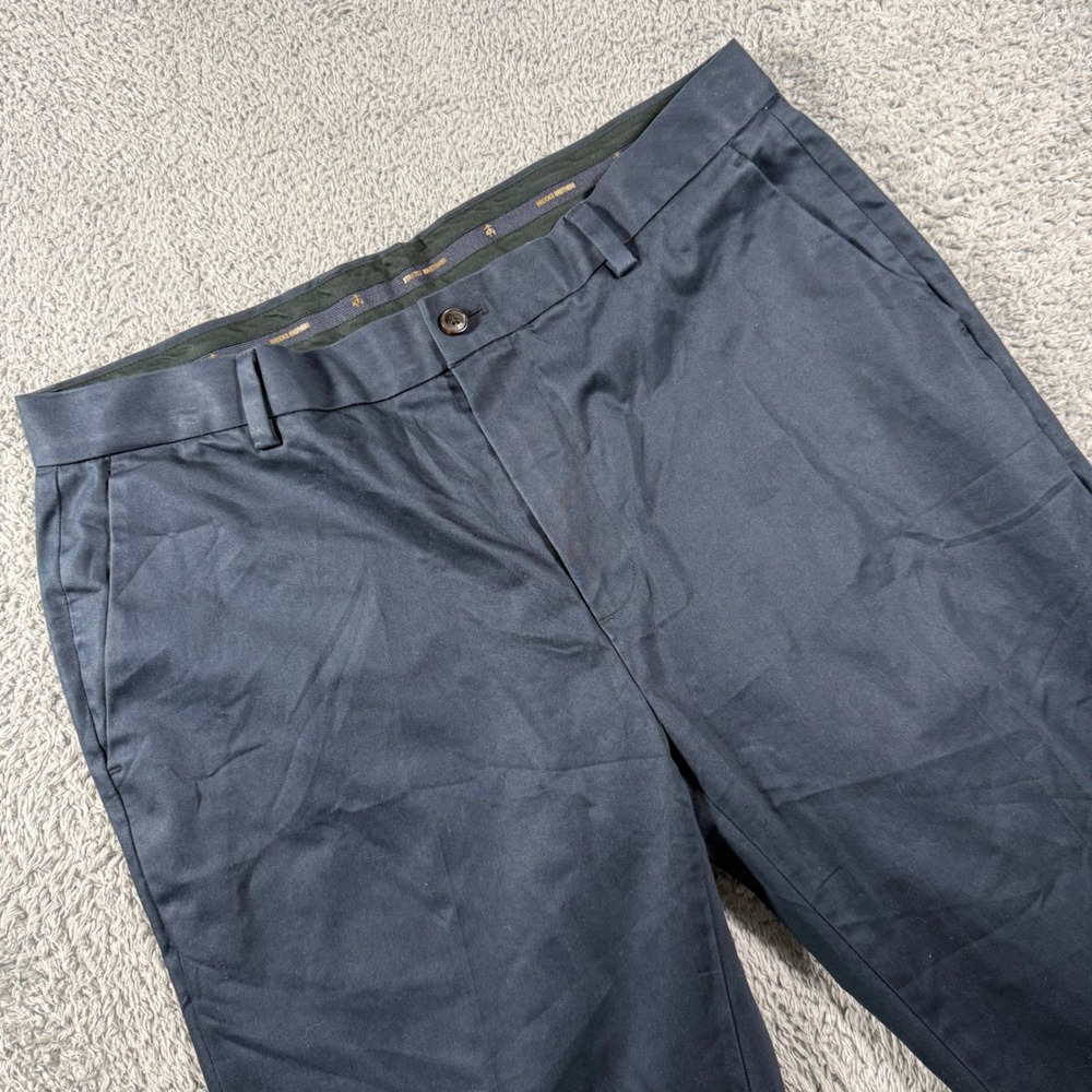 Brooks Brothers Advantage Chino Pants Mens 37x30 Navy Blue Regular Fit Stretch